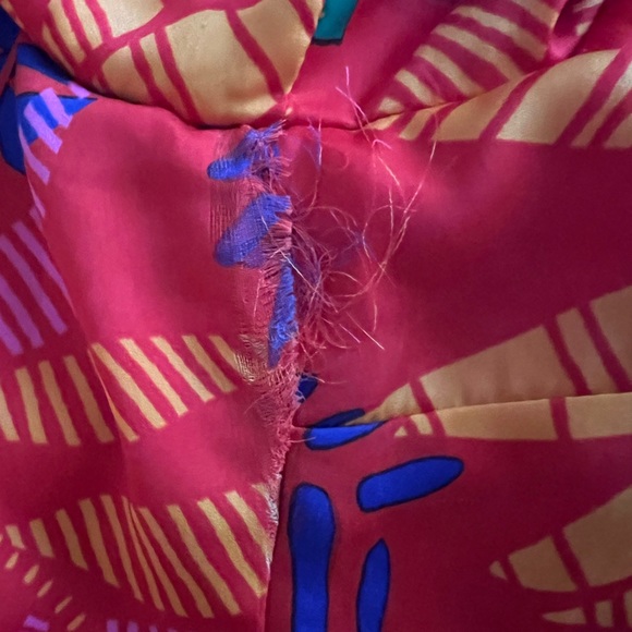 Skies Are Blue Puffed Sleeve Square Neck Tropical Print Dress in Red, Large - Picture 10 of 10